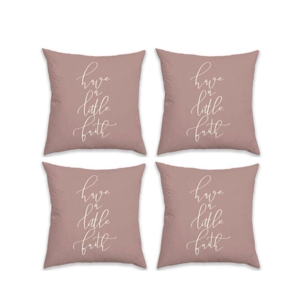 NWT 4 Have a Little Faith 18×18 Pink / Ivory Reversible Pillow /Cushion Cover